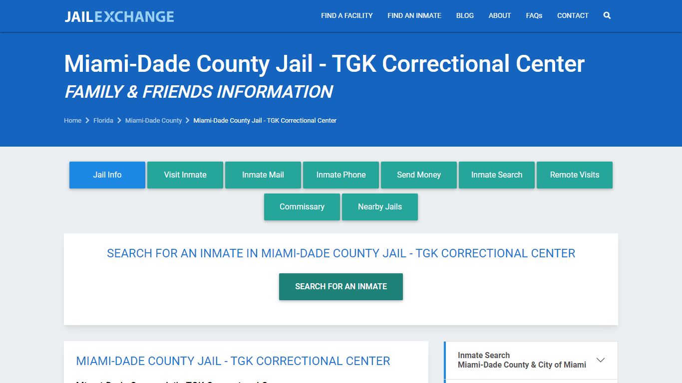 Miami-Dade County Jail - TGK Correctional Center FL | Booking, Visiting ...